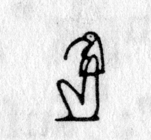 hieroglyph tagged as: animal headed, beak, bird, god, ibis, man, person, sitting, thoth